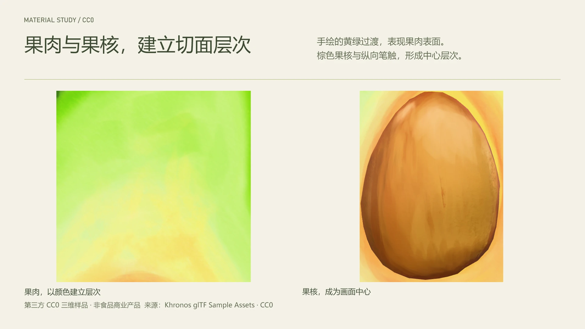 AVOCADO / 果肉与果核,建立切面层次